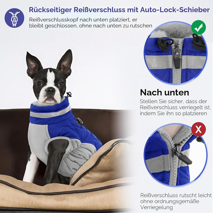 AOFITEE Hundejacke Kleine Hunde, Wasserdicht Hunde Wintermantel Warm Hundemantel mit Geschirr, Rollk
