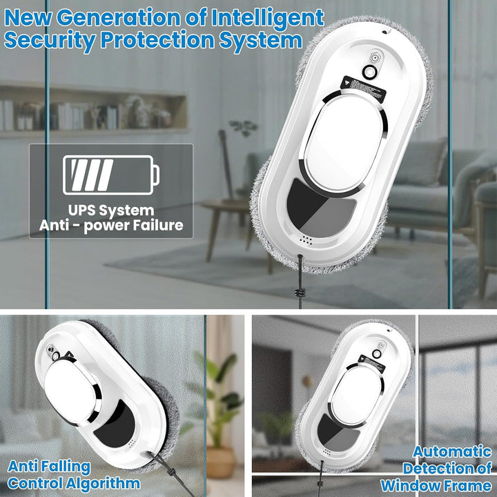 Fensterputzroboter, 5600Pa Elektrischer Fensterreiniger, Fensterroboter mit Fernbedienung und Kanten
