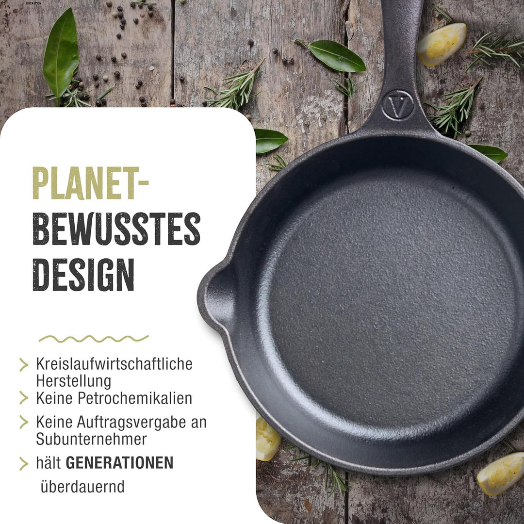 VICTORIA Bratpfanne Emaillierte Gusseisenpfanne Induction 16,5cm Bratpfanne Geeignet für Feuer, Gril