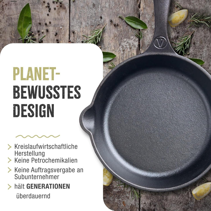 VICTORIA Bratpfanne Emaillierte Gusseisenpfanne Induction 16,5cm Bratpfanne Geeignet für Feuer, Gril