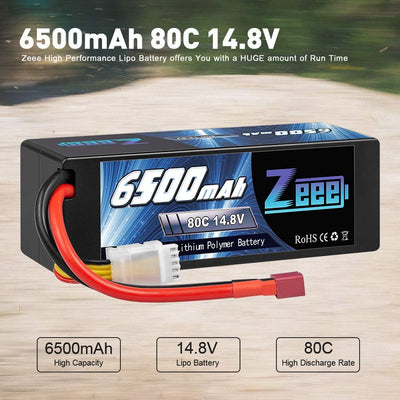 Zeee 4S Lipo Akku 14,8V 80C 6500mAh Hardcase Batterie mit Deans T Stecker für RC Hobby RC Auto RC He