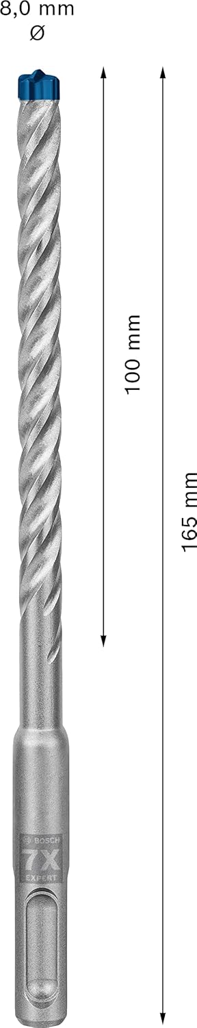 Bosch Professional 50x Expert SDS plus-7X Hammerbohrer (für Stahlbeton, Ø 8,00x165 mm, Zubehör Bohrh