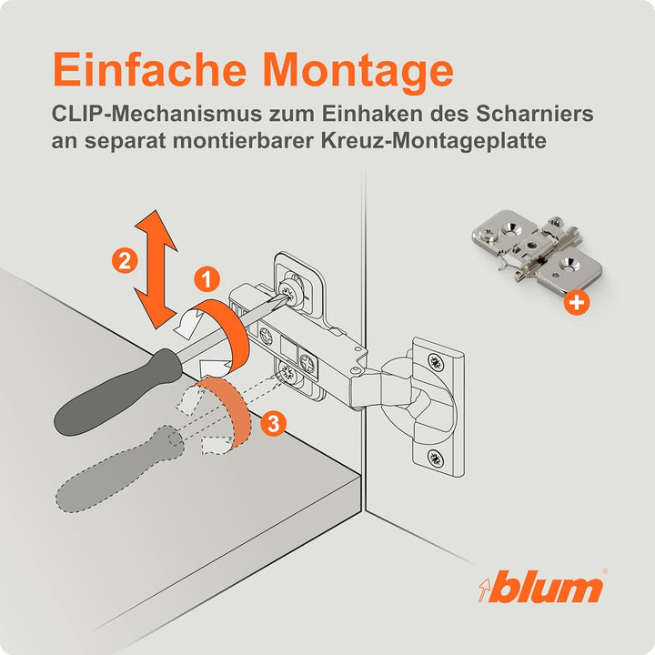 BLUM 10x CLIP top BLUMOTION Möbelscharnier 110° I Softclose Topfscharnier 35mm I separat montierbare