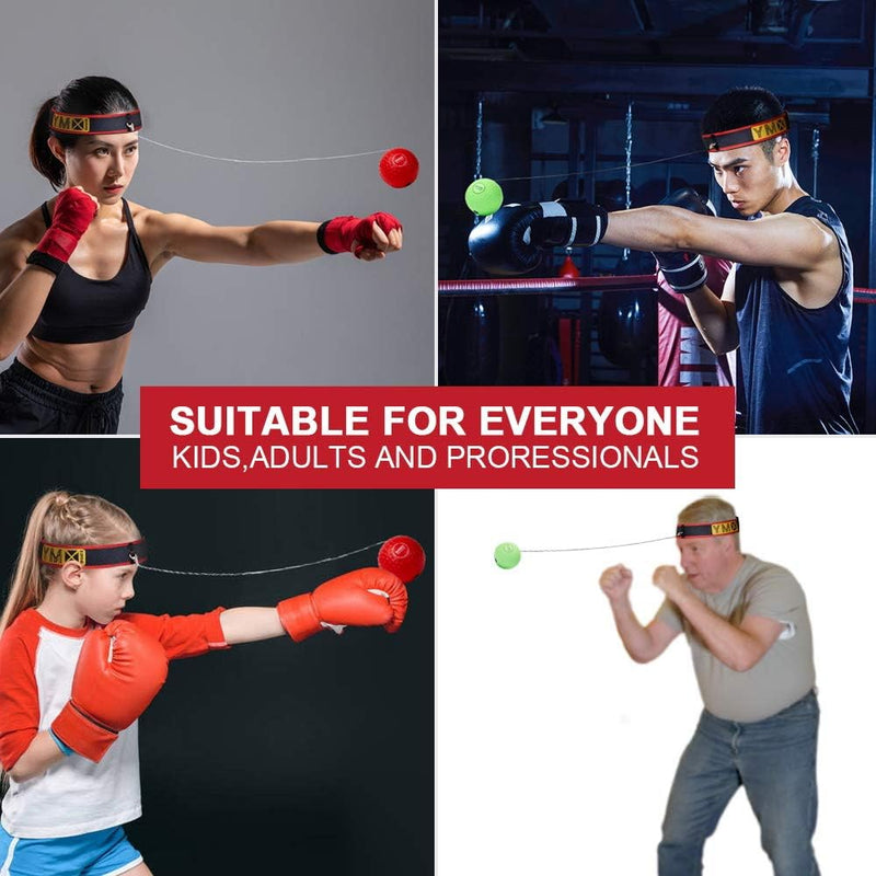 YMX BOXING Reflexball - 4 Bälle + 2 Stirnbänder, ideal für das Training von Reflex, Reaktion und Aug