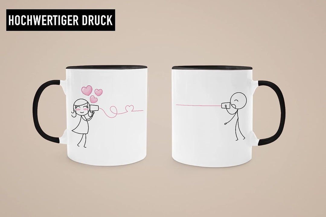 Trendation - Fernbeziehung Geschenk Tassen Set Partner Liebe Geschenk für Freundin Freund Liebesgest