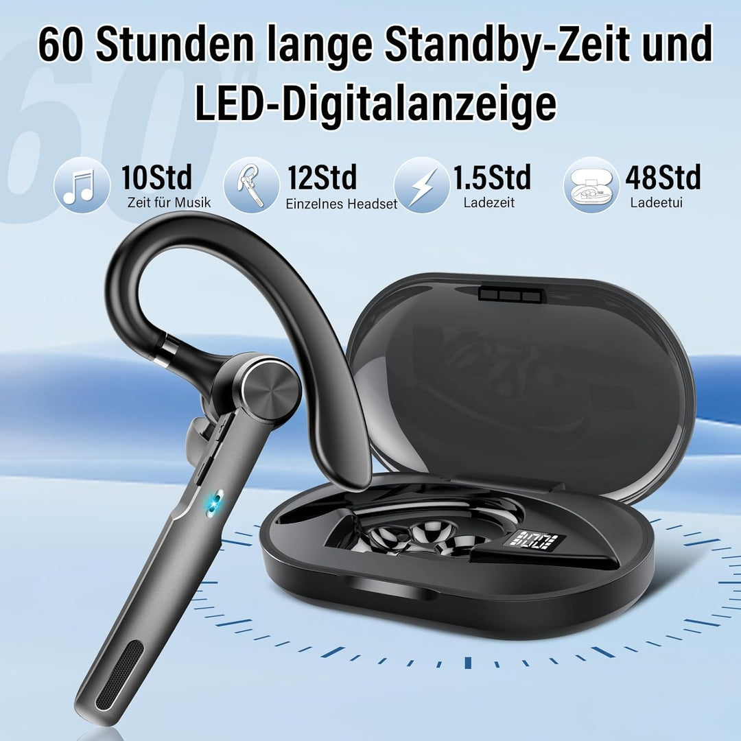 Bluetooth Headset Wireless Freisprech Telefon, 5.3 Bluetooth Headset Handy mit 60H Spielzeit, ENC Du