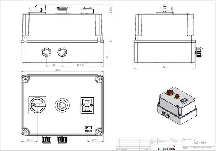Softstarter PSR 15kW (für normalen Anlauf) mit Hauptschalter und Not-Halt