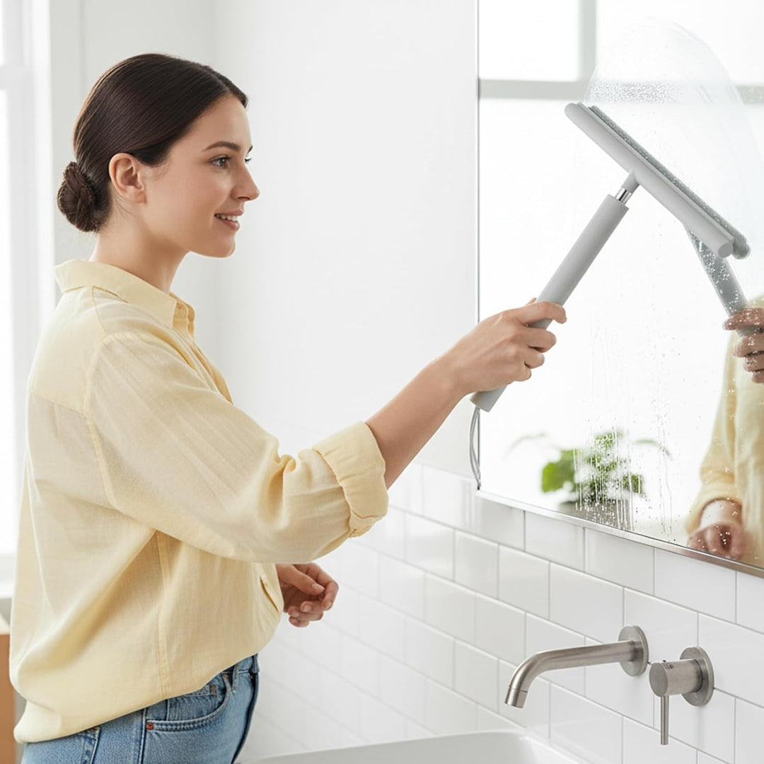 Duschabzieher Einstellbar 30-120cm, Duschabzieher Set mit Halterung, Silikon Abzieher Dusche, Dusche
