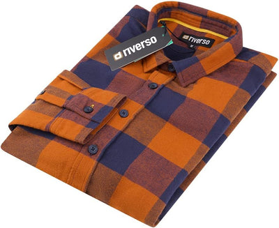 riverso Herren Freizeit Hemd RIVArne Regular Fit Karohemd Flanellhemd Holzfällerhemd kariert Langarm