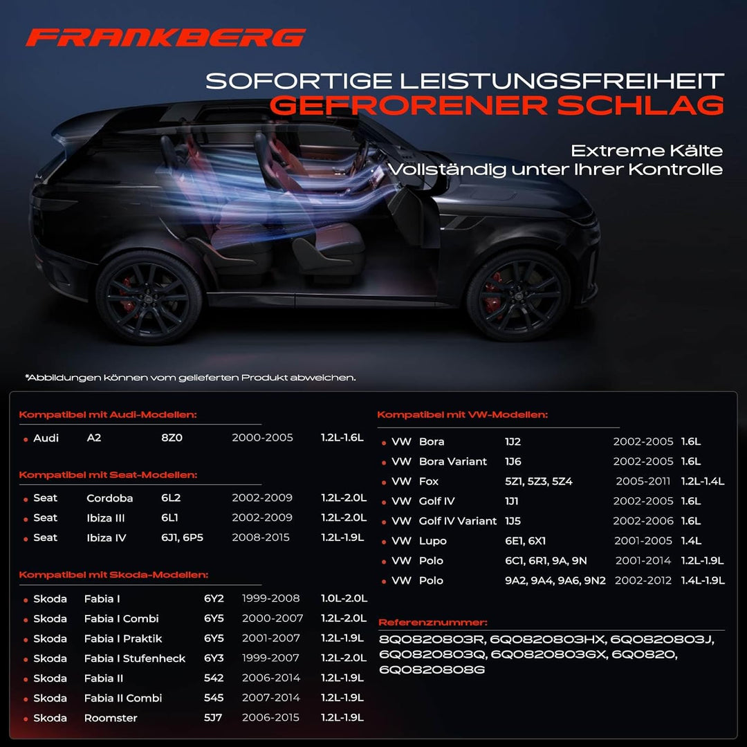 Frankberg Kompressor Klimaanlage Kompatibel mit Polo 6C1 6R1 1.4L 2009-2014 Polo 9N 1.2L-1.8L 2001-2