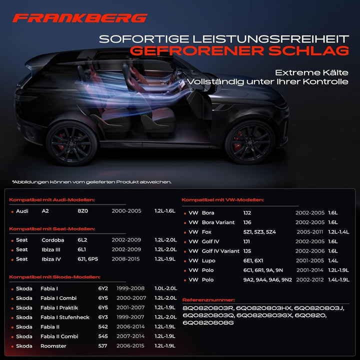 Frankberg Kompressor Klimaanlage Kompatibel mit Polo 6C1 6R1 1.4L 2009-2014 Polo 9N 1.2L-1.8L 2001-2