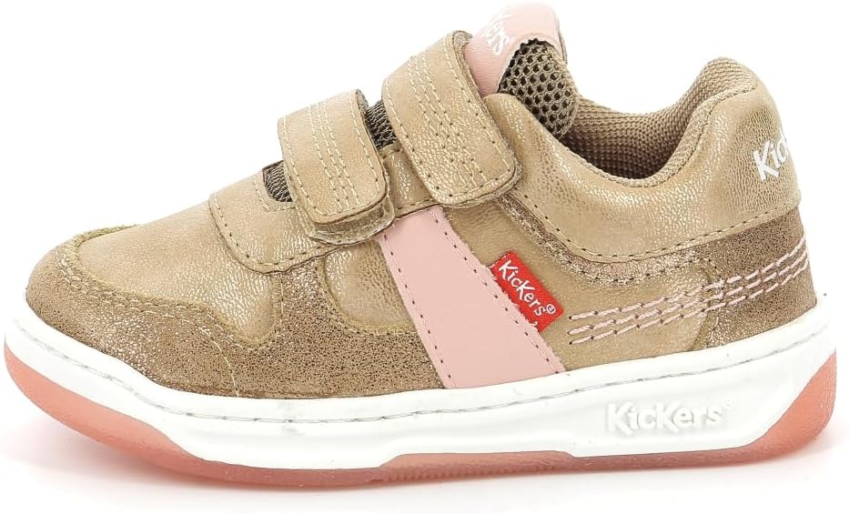 Kickers Unisex Kinder Kalido Sneaker 34 EU Beige Rosa Glitzer, 34 EU Beige Rosa Glitzer