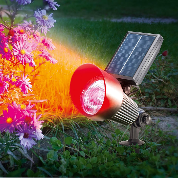 Esotec LED Solarspot multicolor, Lichtfarbe und Leuchtmodi wählbar, Aluminium, Solarstrahler, Akku,