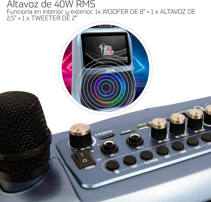 CANTA TU KARAOKE - Tragbares Audio- und Video-System, um den Spass überall hin mitzunehmen, inklusiv