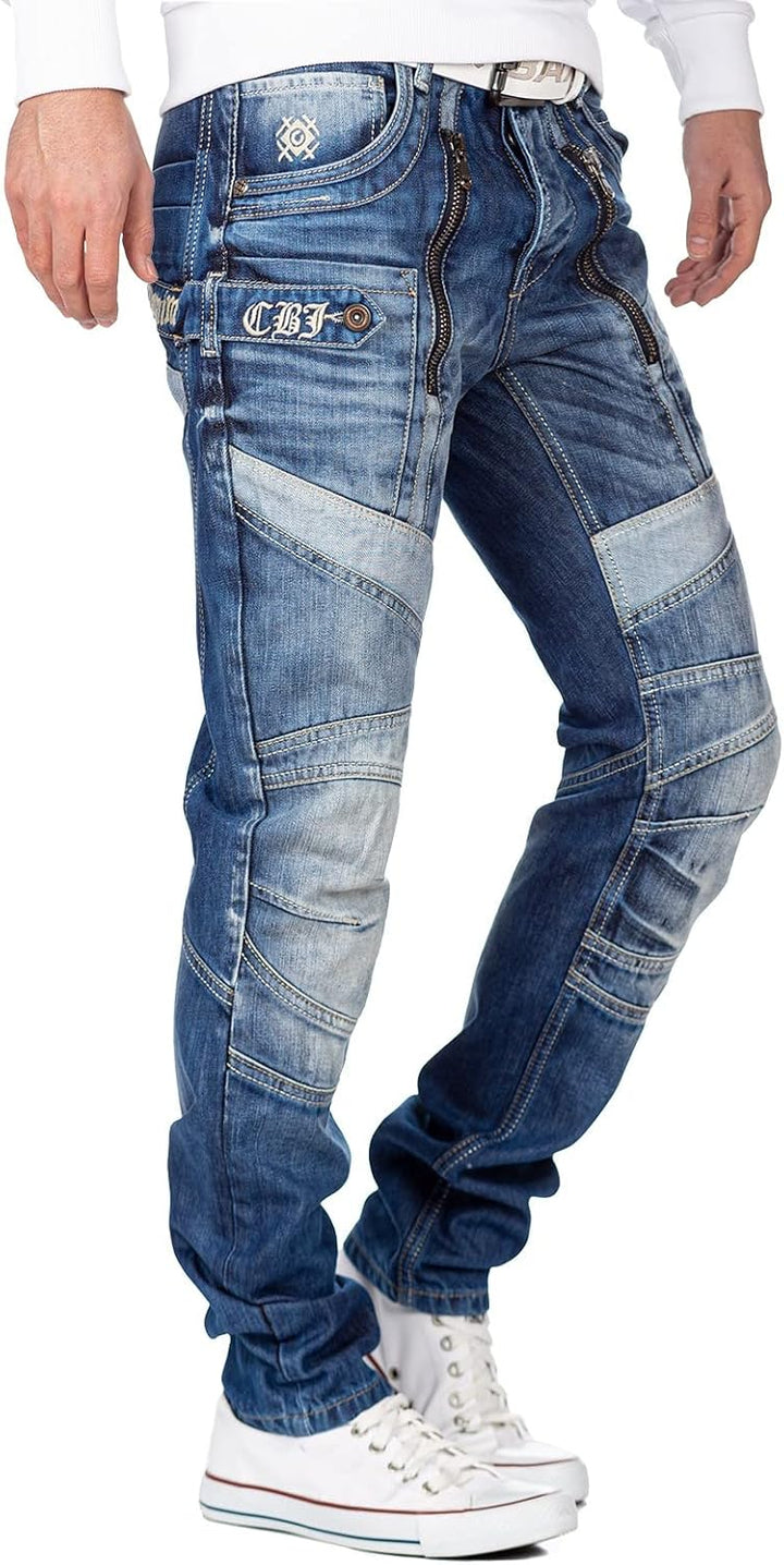 Cipo & Baxx Herren Jeans Hosen Besondere Designs Extravagant 29W / 32L Blau - 80, 29W / 32L Blau - 8