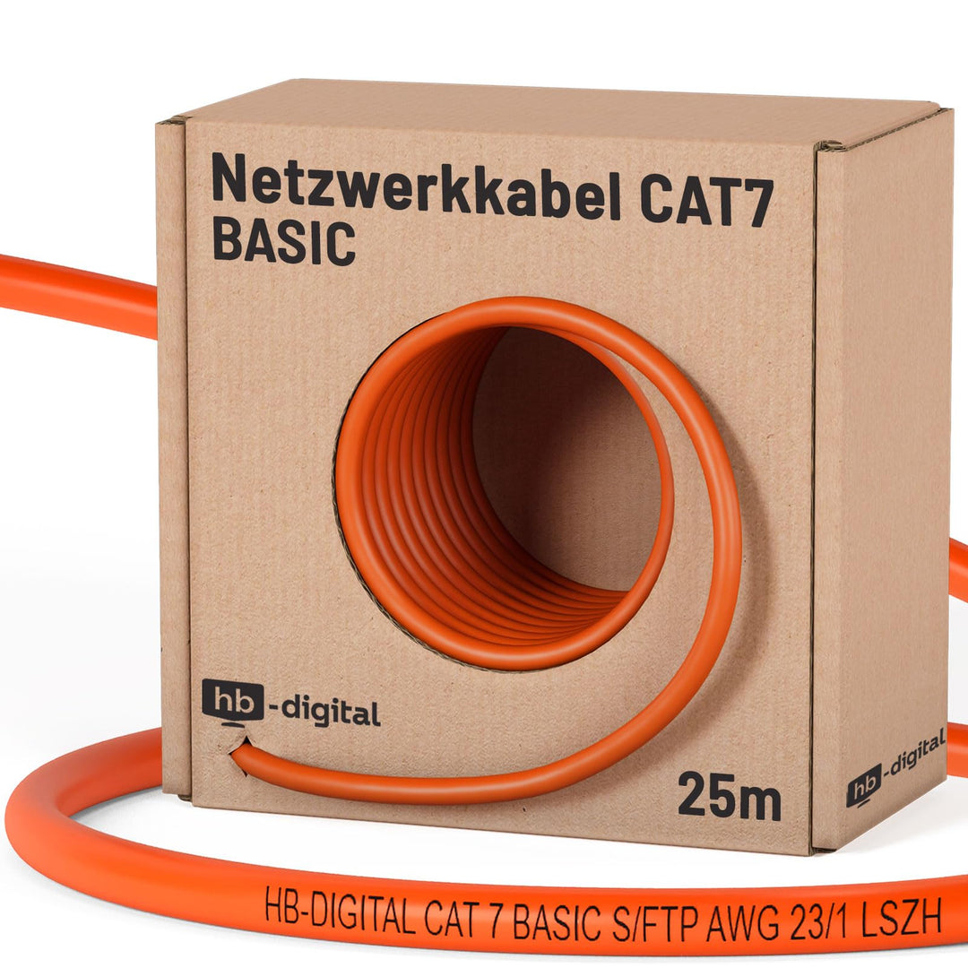 HB-DIGITAL 25m cat 7 Netzwerkkabel LAN Verlegekabel Cable - Übertragungsgeschwindigkeit bis zu 10 Gb
