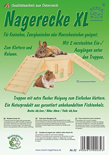 Resch Nr32 Nagerecke XL naturbelassenes Massivholz aus Fichte/mit 2 EIN-/ Ausgängen unter den Treppe