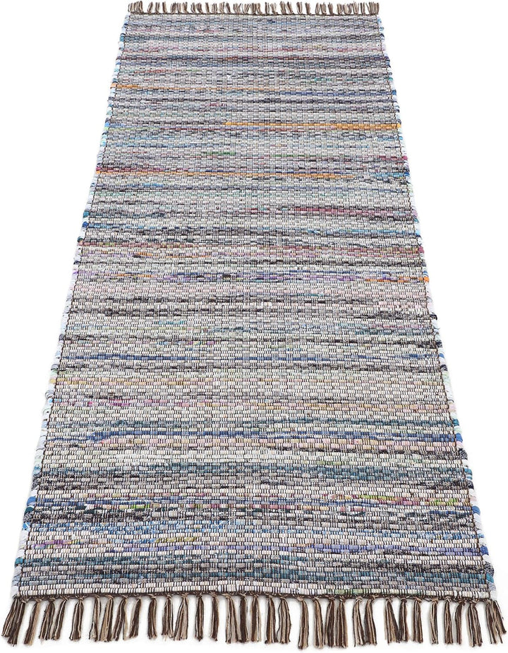 carpetfine Flachgewebeteppich Kelim Chindi Läufer Braun 60x180 cm | Moderner Teppich für Wohn- und S