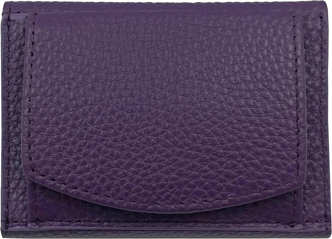 Kleines Portemonnaie Damen mini, Reise Geldbörse, viele Fächer, Echtleder lila, RFID Blocker, Münzfa