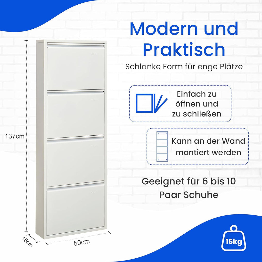 Schuhregal Schmal Metall Schuhschrank Hoch Schuhkipper mit Magnetische Abdeckung Metall Montiert Sch