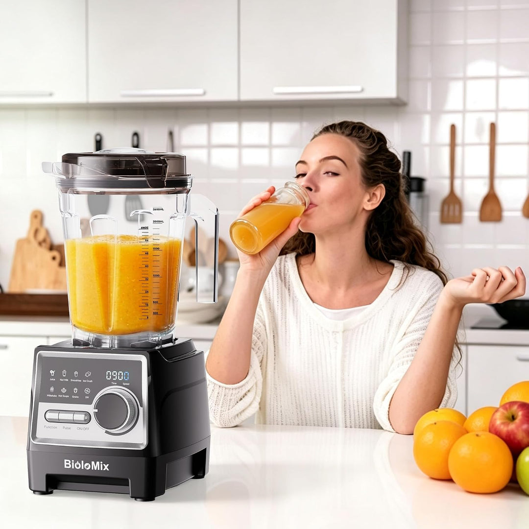 BioloMix 1500W Hochleistungsmixer Smoothie Maker und 2,6 l grossvolumiger BPA Freier Behälter Mit 6