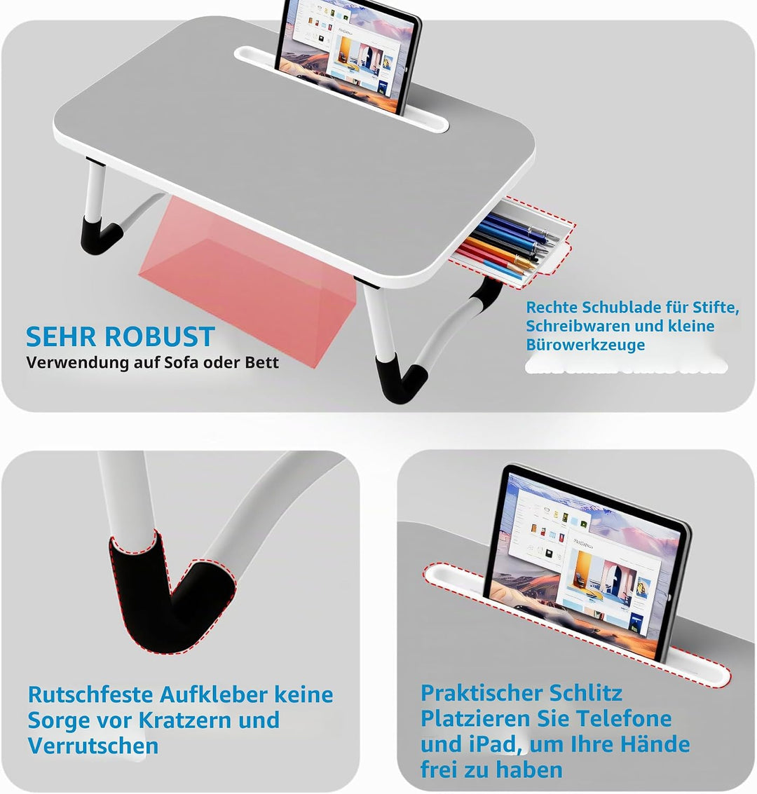 Laptop Bed Desk - Small Laptoptisch für Frühstück im Bett, Arbeitszimmer, Büroarbeit, Gaming, Schrei