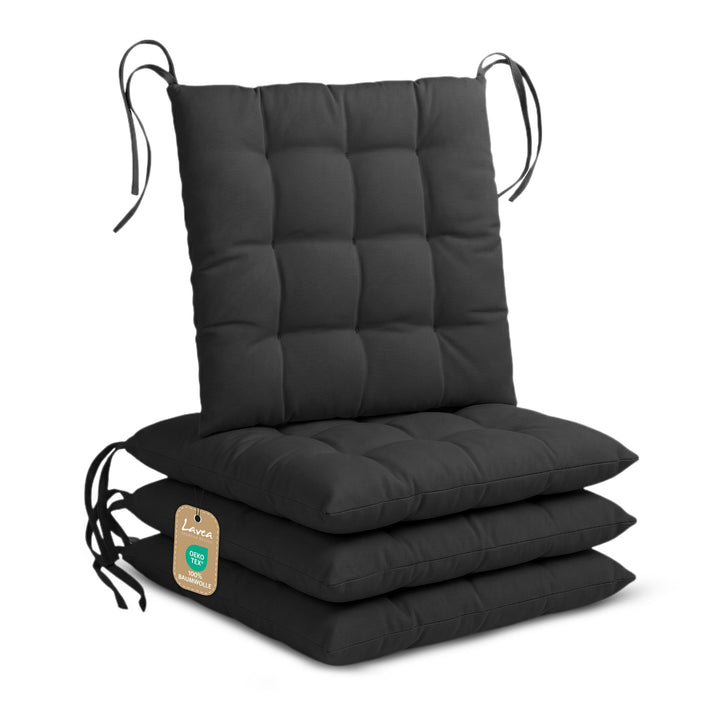 Lavea® Sitzkissen &amp; Stuhlkissen 40x40 cm – 4er Set – mit Stoffbändern – Outdoor &amp; Indoor – waschbar