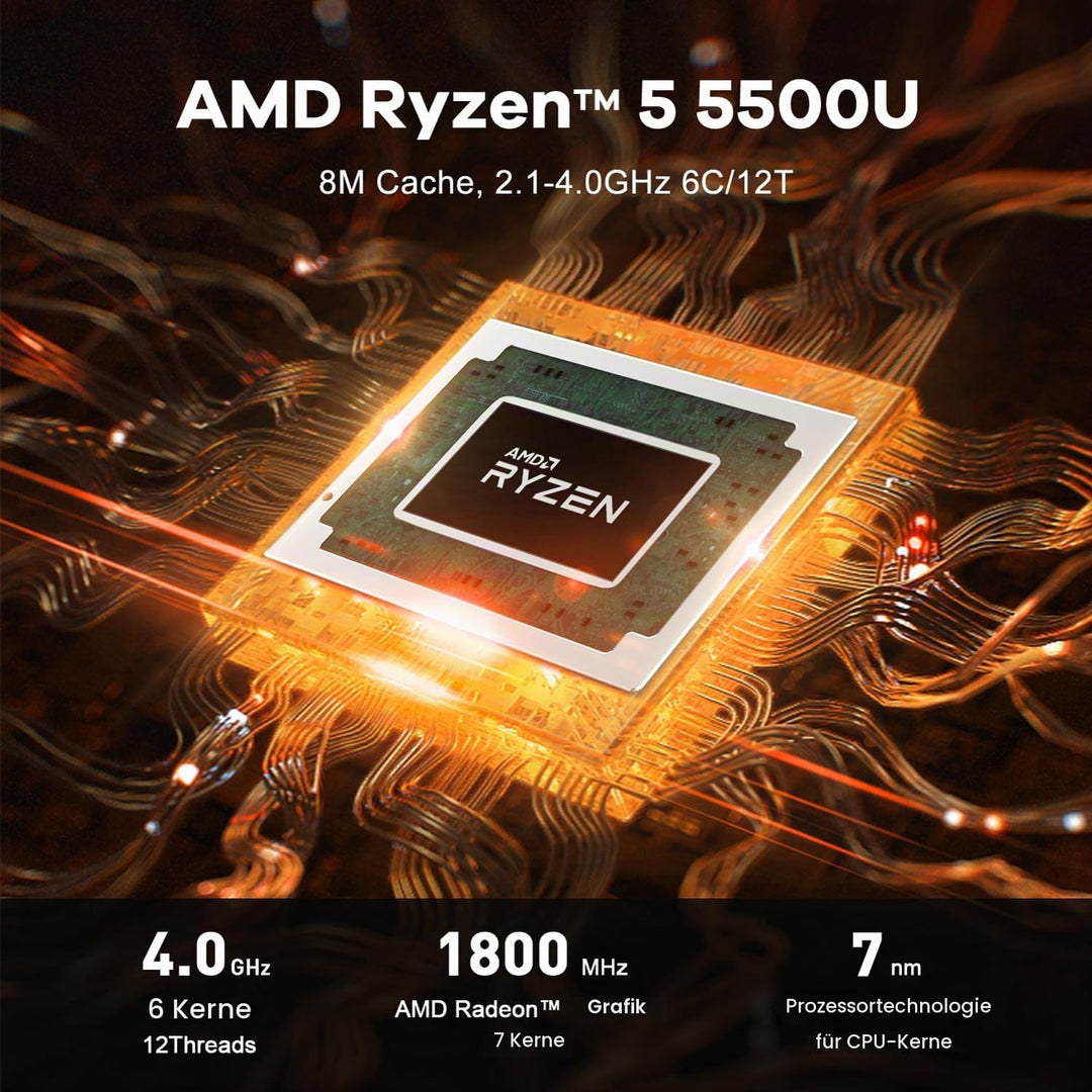 Beelink SER5 MAX Mini PC, AMD Ryzen 7 5800H, 8 Kerne, 16 Threads bis zu 4,4 GHz, 16 GB RAM, 500 GB S