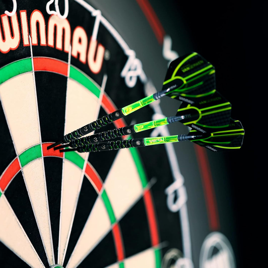 WINMAU Michael Van Gerwen MvG Adrenalin Tungsten Steeltip Darts-Set mit Prismen-Flights und Vecta-Sc