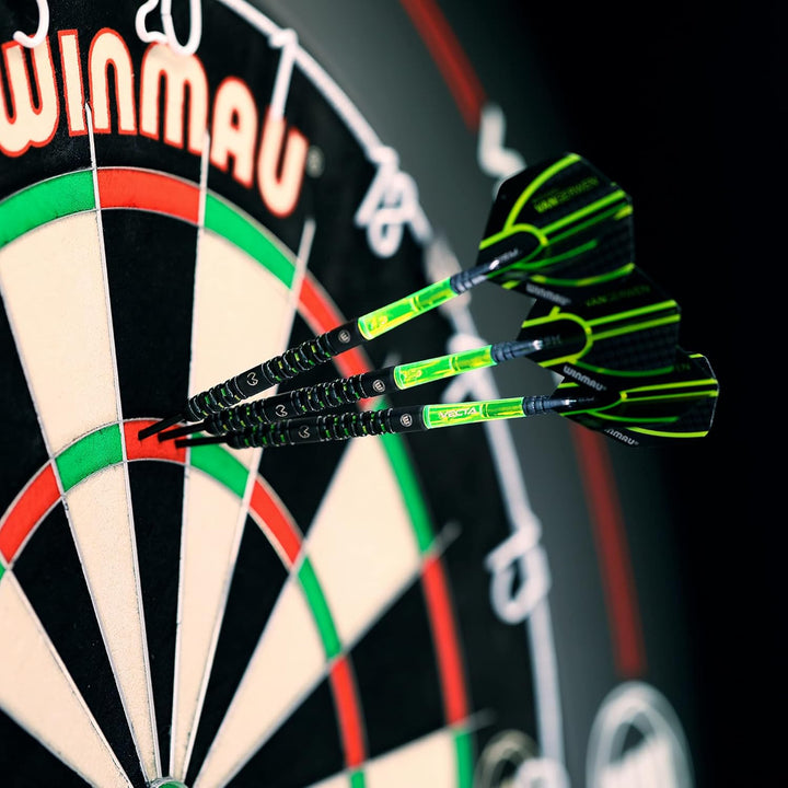 WINMAU Michael Van Gerwen MvG Adrenalin Tungsten Steeltip Darts-Set mit Prismen-Flights und Vecta-Sc