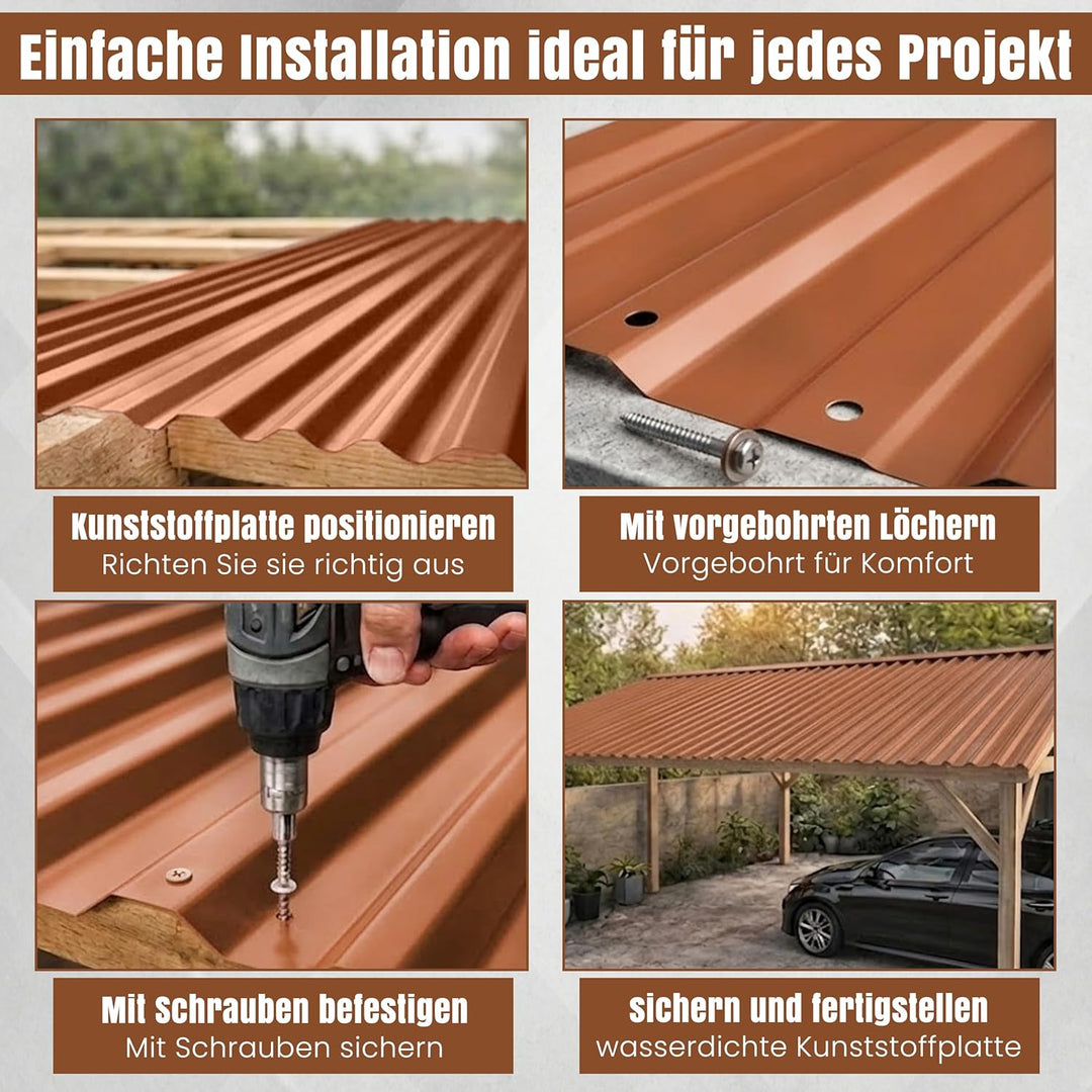LP Projekt Wellplatten 90×117 cm | Robust & wetterfest Wellplatten Dach Kunststoff für Carport, Gart