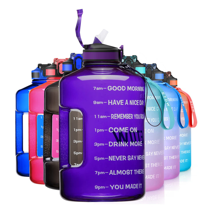 3,78 Liter Trinkflasche Sport mit Zeitangaben und Strohhalme, 3,78L Gross Sportflasche BPA Frei, Aut