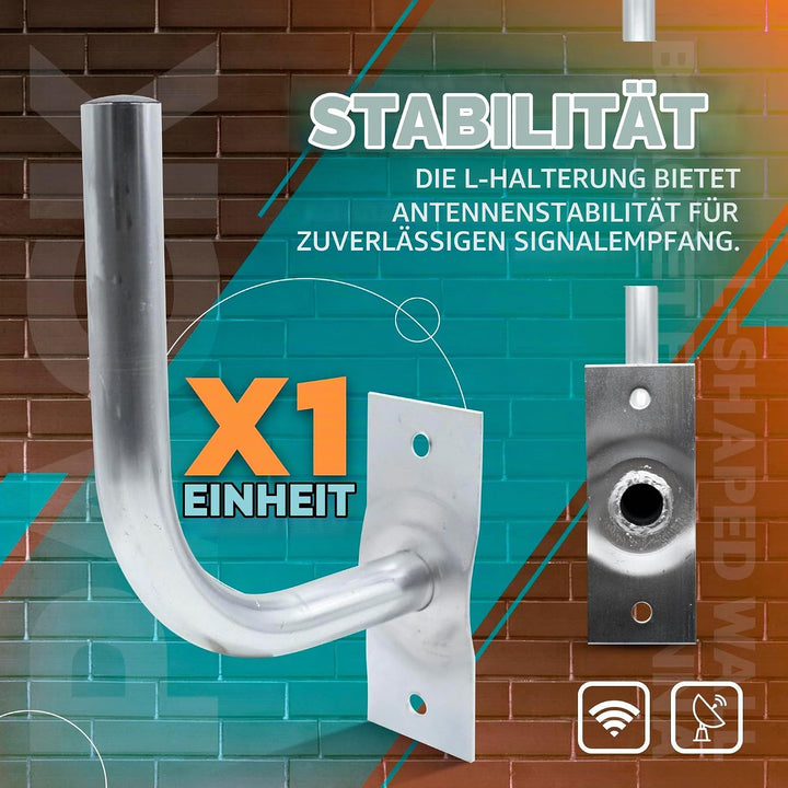 DOJA Barcelona | Wand SAT Halterung | Packung 1 | L-förmiger Wand Antennenmast | Ø 25mm | 20 X 17cm