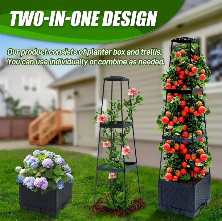 Tomatentopf mit Spalier, 2pcs Tomaten Spalier mit Pflanzer 140CM Höhe einstellbar selbstbewässernde