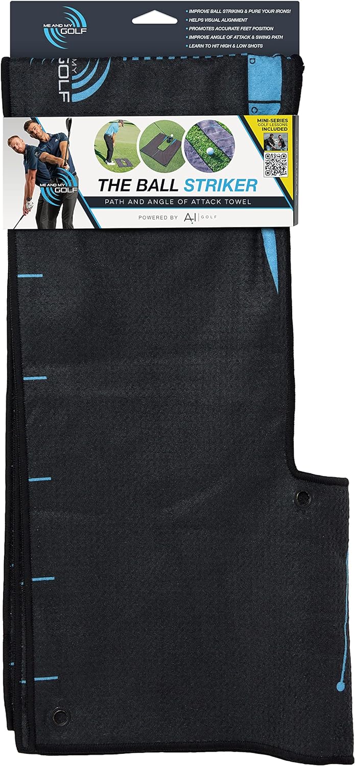 ME AND MY GOLF Unisex-Adult Ball Striker Alignment Towel, Black, One Size Einzelbett, Einzelbett
