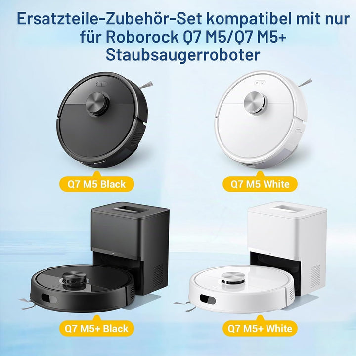 22 Stück Zubehör für Roborock Q7 M5/ Q7 L5+ Saugroboter Ersatzteile, 2 Hauptbürsten, 6 HEPA-Filter,
