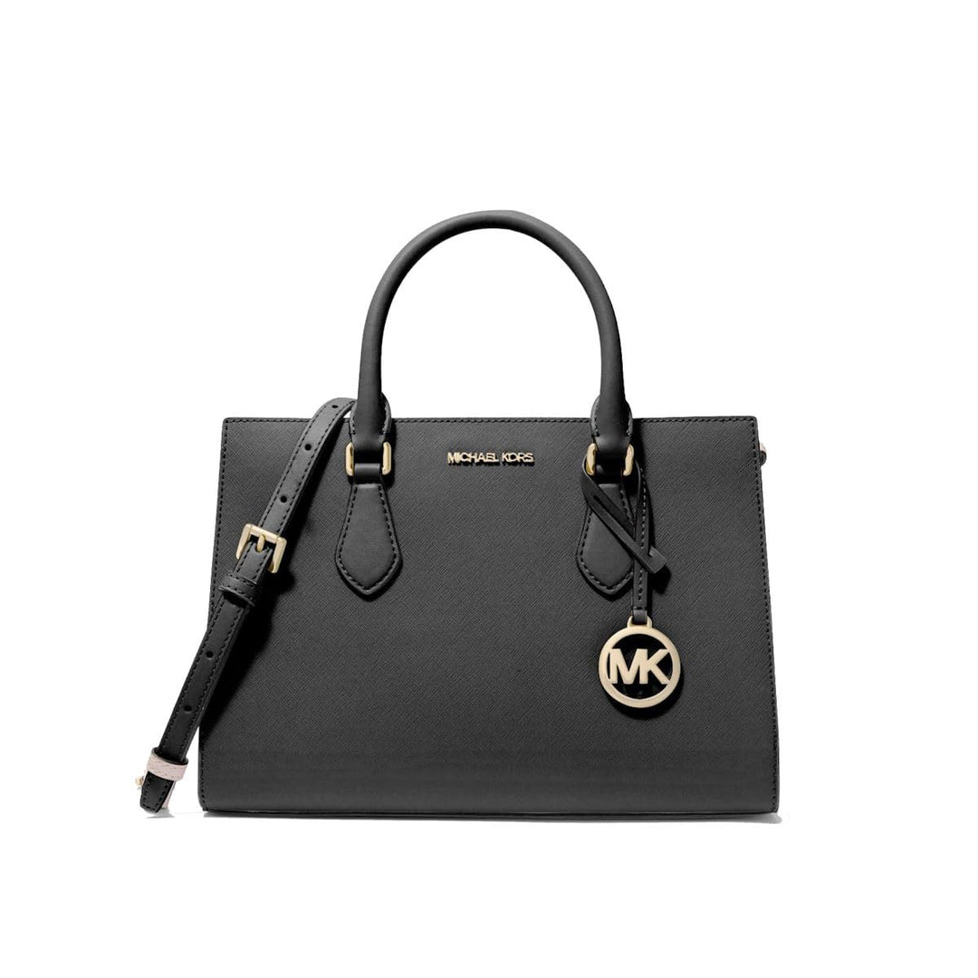 MIchael Kors handtasche für damen heila satchel medium Schwarz mit Goldfarbenen Beschlägen, Schwarz