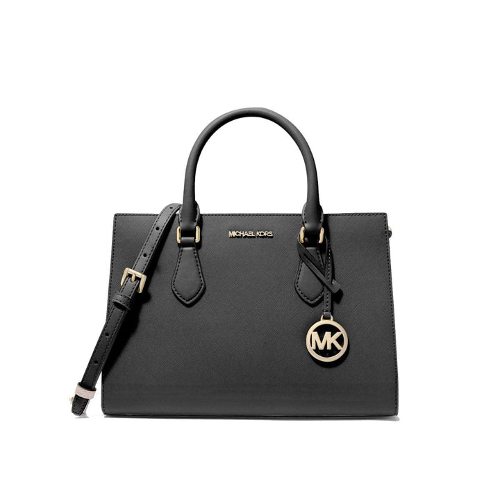 MIchael Kors handtasche für damen heila satchel medium Schwarz mit Goldfarbenen Beschlägen, Schwarz