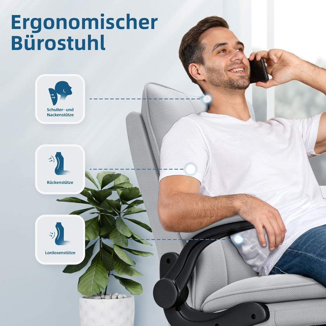 Asukale Bürostuhl Ergonomisch, Schreibtischstuhl, Chefsessel, PC Computerstuhl mit hochklappbarer Ar