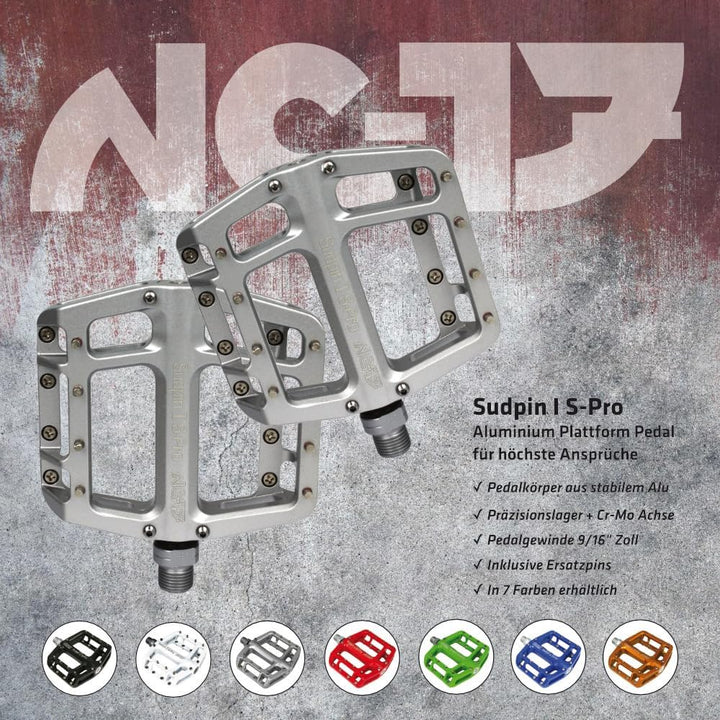NC-17 Sudpin I S-Pro Aluminium Plattform Pedale / Mountainbike Pedal / BMX Pedal / Präzisionslager +