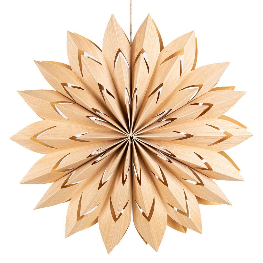 Papierstern Ø 40 cm in Holz-Optik – Stern Blume Natur für Fenster &amp; Schaufenster – Landhaus Deko für