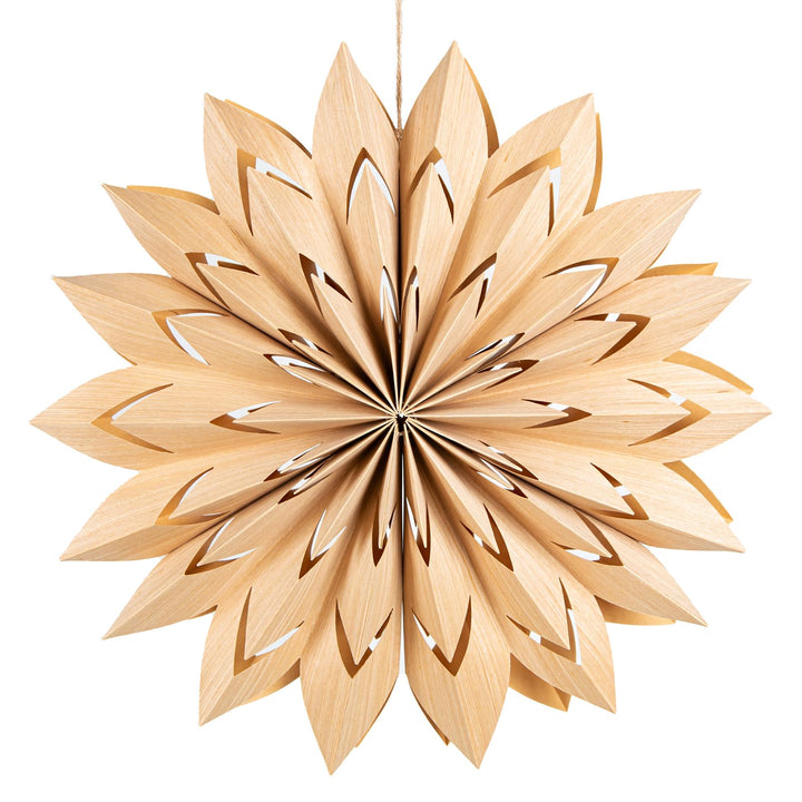 Papierstern Ø 40 cm in Holz-Optik – Stern Blume Natur für Fenster &amp; Schaufenster – Landhaus Deko für