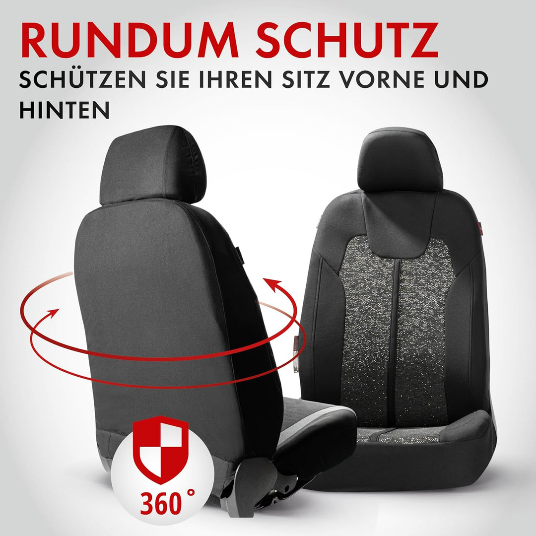 Walser Autositzbezüge Corso mit Reissverschluss, Zipp-IT Schonbezüge, 2 Vordersitzbezüge schwarz/Sil