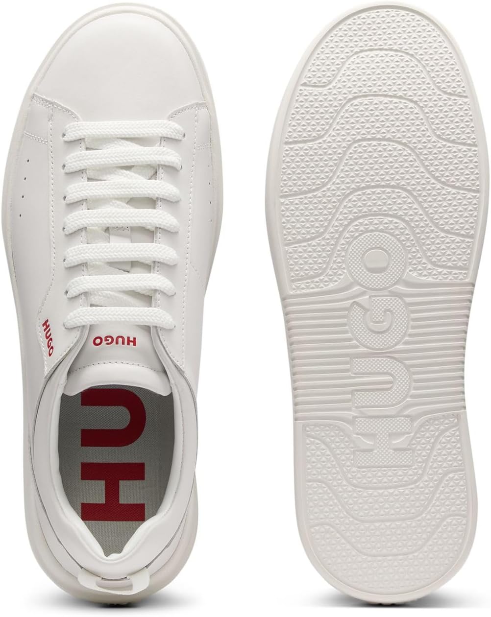 HUGO Herren Blake Tenn Sneakers aus Glattleder mit Cupsohlen Grösse 39 EU Weiss, 39 EU Weiss
