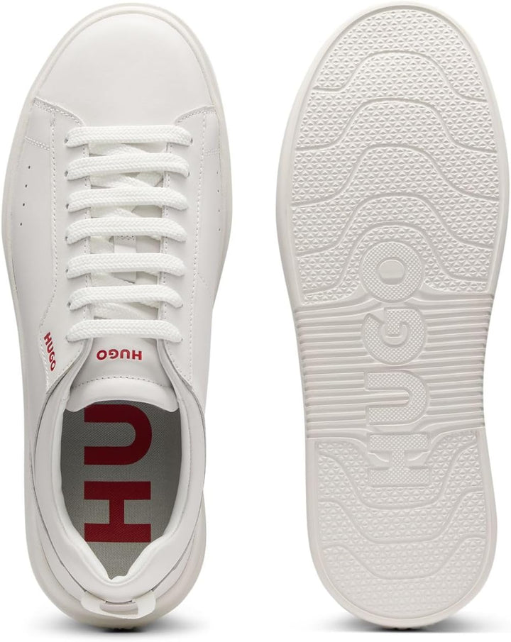 HUGO Herren Blake Tenn Sneakers aus Glattleder mit Cupsohlen Grösse 39 EU Weiss, 39 EU Weiss
