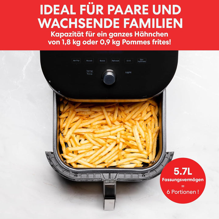 Instant Vortex Plus mit ClearCook - 5.7L Digitale Gesunde Heissluftfritteuse, Edelstahl, 6-in-1 Smar
