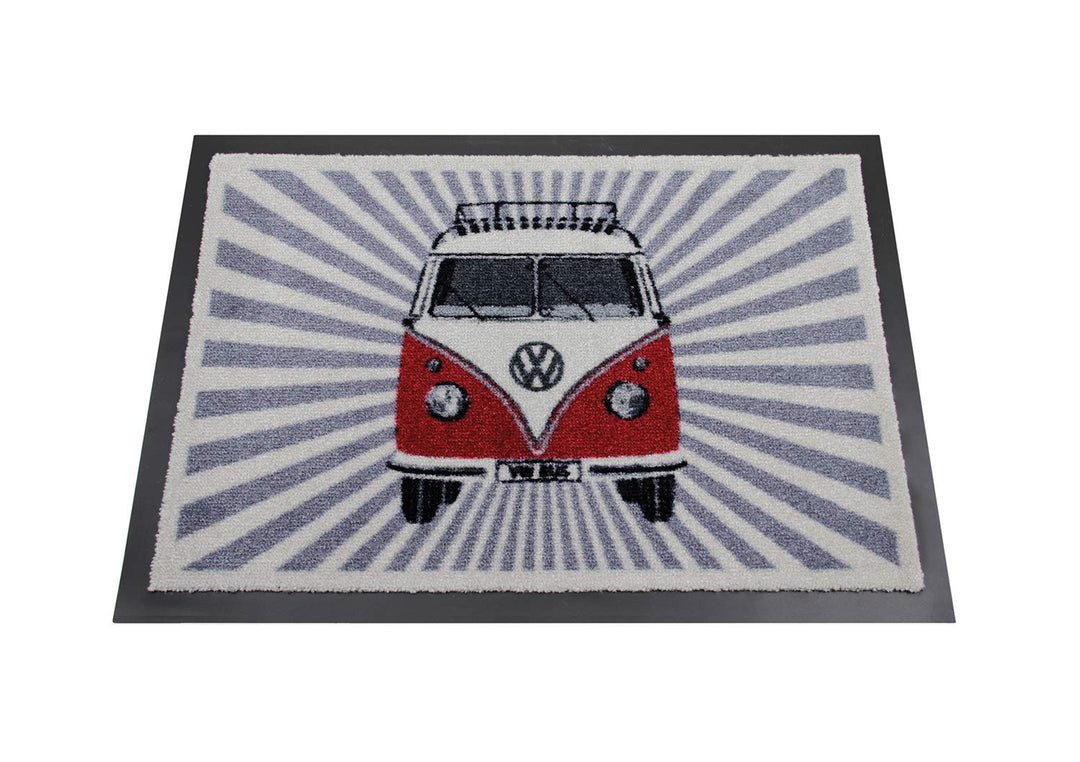 BRISA VW Collection - Volkswagen Fuss-Matte-Tür-Vorleger-Schuh-Schmutzfang-Abstreifer mit T1 Bulli B