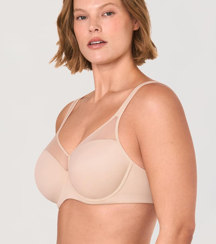 DELIMIRA Damen T Shirt BH mit Bügel Vollschalen Nahtlose BH Grosse Grössen Gepolstert 80B Beige, 80B