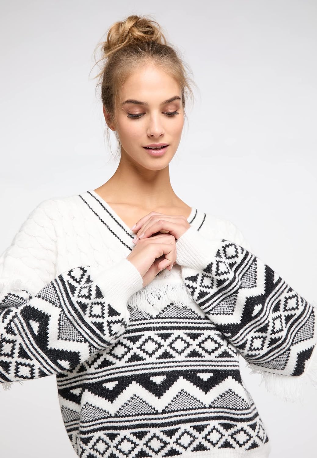 IZIA Damen Strick Pullover XL-XXL Wollweiss, XL-XXL Wollweiss