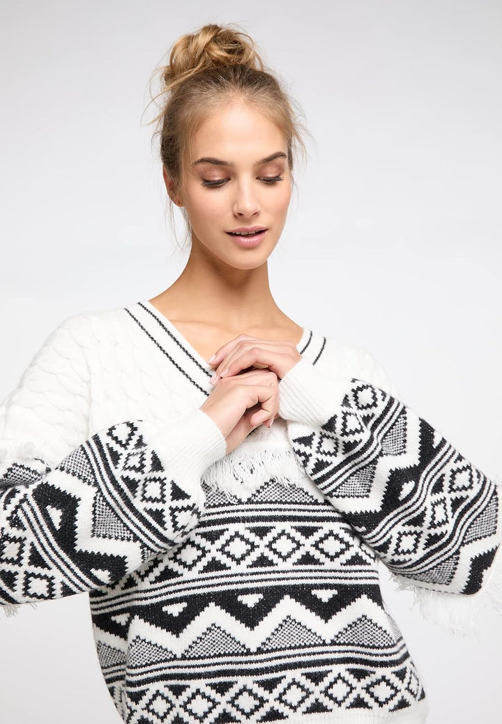 IZIA Damen Strick Pullover XL-XXL Wollweiss, XL-XXL Wollweiss